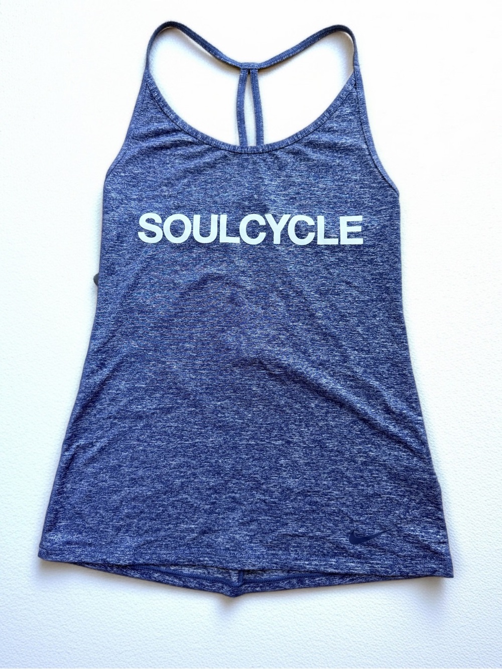 Nike SoulCycle Dri-FIT Strappy Workout Tank Top XS Heather Blue Spin Cycling EUC